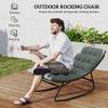 Outdoor Patio Rocking Chair Set of 2 with Cushion, Steel Frame Balcony Chair with Mesh Deep Seat for Porch, Garden, Grey