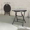 Foldable Round Patio Table for 4, Outdoor Dining Table with HDPE Tabletop and Steel Frame, Dark Grey