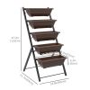 5-Tier Raised Garden Bed with 5 Planter Box, Outdoor Plant Stand Grow Containers with Leaking Holes, Brown