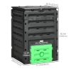 Compost Bin, Garden Composter with 80 Vents and 2 Sliding Doors, 120 Gallon (450L), Black