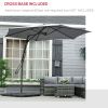 10ft Cantilever Patio Umbrella Offset Parasol with Crank Handle, Cross Base for Garden, Deck, Dark Grey