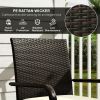 3 Piece Wicker Patio Furniture Set with Stackable Chairs, Washable Cushion, Tempered Glass Top, for Backyard, Brown
