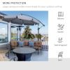 9FT Offset Hanging Patio Umbrella Cantilever Umbrella with Easy Tilt Adjustment, Cross Base and 8 Ribs for Backyard, Poolside, Lawn and Garden, Dark G