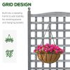 Raised Garden Bed with Trellis for Climbing Vines, Wood Planter Box for Garden, Free Standing Flower Bed, Indoor Outdoor Display Rack, 25.2" x 11" x 4