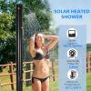 7.3FT 5.3 Gallon Solar Heated Shower, 2-Section Outdoor Shower with Shower Head, Foot Shower, Temperature Display for Backyard, Poolside, Spa, Beach,