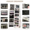 360 Swivel Jewelry Cabinet with Full Length Mirror Lockable Organizer White