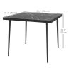 Outdoor Dining Table for 4, Square Patio Dining Table with Marble Effect Tempered Glass Top and Steel Frame, Black