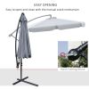 9FT Offset Hanging Patio Umbrella Cantilever Umbrella with Easy Tilt Adjustment, Cross Base and 8 Ribs for Backyard, Poolside, Lawn and Garden, Dark G