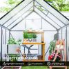 6' x 6' x 6.5' Polycarbonate Greenhouse, Walk-in Green House with Adjustable Roof Vent, Galvanized Base, Sliding Door and Rain Gutter for Outdoor, Gar