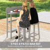 3 Piece Patio Bar Set with 43"H Bar Table and 2 Bar Stools, for Balcony, Backyard, Porch