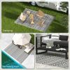 Reversible Outdoor Rug Waterproof Plastic Straw RV Rug with Carry Bag, 9' x 12', Grey and Cream White Boho