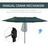 15ft Double-sided Patio Umbrella with Twin Canopy, Extra Large Outdoor Parasol with Crank for Pool, Deck, Market, Dark Green