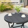 Foldable Round Patio Table for 4, Outdoor Dining Table with HDPE Tabletop and Steel Frame, Dark Grey