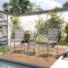 3 Pieces Patio Bar Set, Rattan Bistro Table and Chairs, Outdoor Conversation Furniture Set with Ice Bucket, Mixed Grey