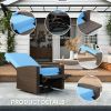 Outdoor Rattan Wicker Lounge Chair with Footrest & Soft Cushion for Patio, Garden, Backyard, Sky Blue