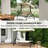 Convertible Patio Swing Bed with Canopy and Cushions, 3 Seater Porch Swing for Outdoor, Backyard, Garden, Beige