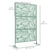 6.5FT Decorative Outdoor Divider, Metal Privacy Screen with Stand, Leaf Style, Light Green