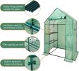 Walk In Greenhouse With Shelves,Walk-In Plant Green House With Durable Green PE Cover, 3 Tiers 6 Shelves Stands with Ground Pegs & Ropes for Stability