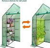 Walk In Greenhouse With Shelves,Walk-In Plant Green House With Durable Green PE Cover, 3 Tiers 6 Shelves Stands with Ground Pegs & Ropes for Stability