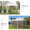 10' x 10' Steel Outdoor Patio Gazebo Canopy with Removable Mesh Curtains, Display Shelves, & Steel Frame, Beige
