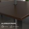 Patio Dining Table with Umbrella Hole for 4 People, Aluminium Legs, for Backyard Lawn Balcony, 31.5" x 31.5", Brown
