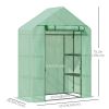 55" x 28" x 75" Walk-in Greenhouse Portable Garden Plant Flower Seed Warm House with 4 Shelves Outdoor Plant Growth Hot House PE Cover Green