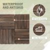 27 Pcs Wood Interlocking Deck Tiles, 12 x 12in Outdoor Flooring Tiles for Indoor and Outdoor Use, Tools Free Assembly, Black