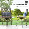 Outdoor Bar Stools Set of 2, Bar Height Swivel Patio Chairs with Cushion, Pillow Footrest for Poolside, Backyard
