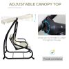 3 Seater Patio Swing Chair Convertible Cushioned Bed Outdoor Porch with Canopy and Pillow