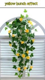Simulation Plant Morning Glory Ratten For Wall Hanging Decoration (Option: Yellow)