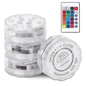 4Pcs RGB Swimming Pool Lights With Remote Control  IP68 Waterproof Battery Operated Submersible 16 Modes For Pond Bathtub Hot Tub Party (Option: 4Pcs)