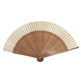 Hand Held Fan For Women Japanese Vintage Bamboo Silk Elegant For Dance Music Festival Wedding Church Decoration Party White (Option: White)