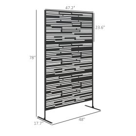 78 H X 48 W Metal Outdoor Privacy Screen, Freestanding Decorative Privacy Fence Screen For Balcony, Black (Option: Black)