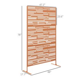 78 H X 48 W Metal Outdoor Privacy Screen, Freestanding Decorative Privacy Fence Screen For Balcony, Brown (Option: BROWN)