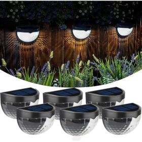 6 Pack Solar Fence Lights Outdoor Waterproof  Solar Powered Deck Step Stair Post Wall Lights Outdoor Lighting For Deck  Black (Option: White Lights-6PCS)