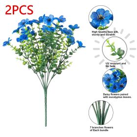 Artificial Outdoor UV-proof Decorative Simulation Green Plant Plastic Flowers (Option: Blue 2PCS)