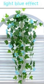 Simulation Plant Morning Glory Ratten For Wall Hanging Decoration (Option: Light Blue)