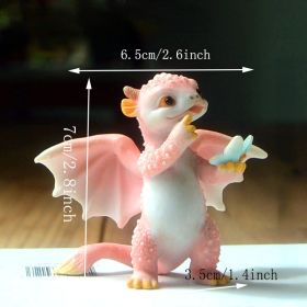 1pc Miniature Fairy Garden Figurines, Cute Resin Dragon Statue, Mini Dragon Reading Figurine, Mini Pink Dragon And Baby Statue, Fairy Garden Deco (Items: Butterfly And Dragon)