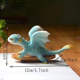 1pc Miniature Fairy Garden Figurines, Cute Resin Dragon Statue, Mini Dragon Reading Figurine, Mini Pink Dragon And Baby Statue, Fairy Garden Deco (Items: Dragon On Skateboard)