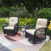 360-Degree Patio Wicker Swivel Rocker Chairs Set;  Outdoor Rattan Rocking Bistro Sets with Cushions and Table