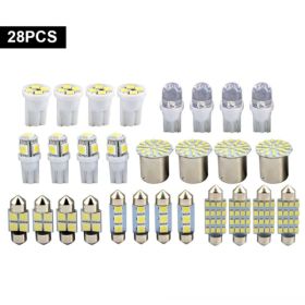 28pcs Car Interior White Combo LED Map Dome Door Trunk License Plate Light Bulbs (Option: 28pcs)
