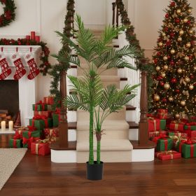 6FT Artificial Tree Natural Green Leaves Indoor Potted Plant Faux Tree For Home Office Festival Decor (Option: Green)